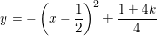 \small y= -\left ( x-\frac{1}{2}\right) ^2 +\frac{1+4k}{4}