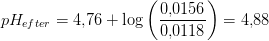 pH_{efter}=4{,}76+\log\left ( \frac{0{,}0156}{0{,}0118} \right )=4{,}88