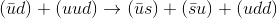 (\bar{u}d)+(uud) \rightarrow (\bar{u}s)+(\bar{s}u) + (udd)