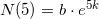 \small N(5)=b\cdot e^{5k}
