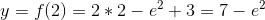 y = f(2) = 2*2-e^2+3 = 7-e^2