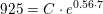 \small 925=C\cdot e^{0{.}56\cdot 7}