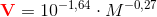 \mathbf{\color{Red} V}=10^{-1{,}64}\cdot M^{-0{,}27}