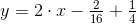 y=2\cdot x-\tfrac{2}{16} +\tfrac{1}{4}