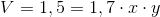 V=1,5=1,7\cdot x\cdot y