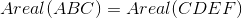 Areal(ABC)=Areal(CDEF)