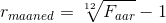 r_{maaned}=\sqrt[12]{F_{aar}}-1