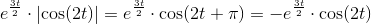 e^{\frac{3t}{2}}\cdot \left |\cos (2t) \right |=e^{\frac{3t}{2}}\cdot \cos (2t+\pi)=-e^{\frac{3t}{2}}\cdot \cos (2t)