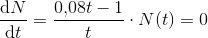 \frac{\mathrm{d} N}{\mathrm{d} t}= \frac{0{,}08t-1}{t}\cdot N(t)=0