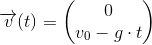 \overrightarrow{v}(t)=\begin{pmatrix} 0\\ v_{0}-g\cdot t \end{pmatrix}