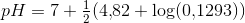 pH=7+\tfrac{1}{2}(4{,}82+\log(0{,}1293))