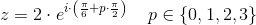z=2\cdot e^{i\cdot \left ( \frac{\pi }{6}+p\cdot \frac{\pi }{2} \right )}\; \; \; \; p\in\{0,1,2,3\}