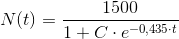 N(t)=\frac{1500}{1+C\cdot e^{-0,435\cdot t}}