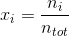 x_i=\dfrac{n_i}{n_{tot}}
