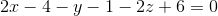 2x-4-y-1-2z+6=0