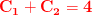 \mathbf {\color{Red} C_1+C_2=4}