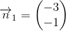 \overrightarrow{n}_{1}=\begin{pmatrix} -3\\-1 \end{pmatrix}