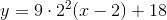 y=9\cdot 2^2(x-2)+18