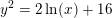 \small y^2=2\ln(x)+16