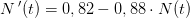 N{\, }'(t)=0,82-0,88\cdot N(t)