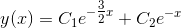 y(x)= C_1e^{-\tfrac{3}{2}x}+C_2e^{-x}