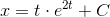 x=t\cdot e^{2t}+C