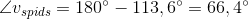 \angle v_{spids}=180^{\circ}-113,6^{\circ}=66,4^{\circ}