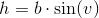 h=b\cdot \sin(v)
