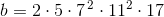 b=2\cdot 5\cdot7^{\, 2}\cdot 11^2\cdot 17