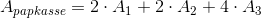 A_{papkasse}=2\cdot A_1 +2\cdot A_2 + 4\cdot A_3