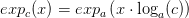 exp_c(x)=exp_a\left ( x\cdot \log_a(c) \right )