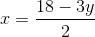 x=\frac{18-3y}{2}