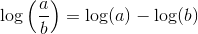 \log\left ( \frac{a}{b} \right )=\log(a)-\log(b)