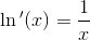 \ln{ }' (x)=\frac{1}{x}