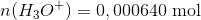 n(H_3O^+)=0,000640\ \textup{mol}