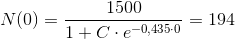 N(0)=\frac{1500}{1+C\cdot e^{-0,435\cdot 0}}=194