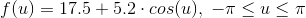 f(u)=17.5+5.2\cdot cos(u),\; -\pi\leq u\leq \pi