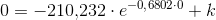0=-210{,}232\cdot e^{-0{,}6802\cdot 0}+k