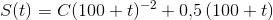 S(t)=C(100+t)^{-2}+0{,}5\left ( 100+t \right )