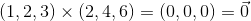 (1, 2, 3) \times (2, 4, 6) = (0,0,0)=\vec 0
