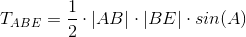 T_{ABE}=\frac12\cdot |AB|\cdot |BE|\cdot sin(A)