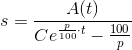 s=\frac{A(t)}{Ce^{\frac{p}{100}\cdot t}-\frac{100}{p}}