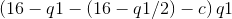 \left (16-q1- \left ( 16-q1/2 \right )-c \right )q1