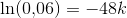 \ln(0{,}06)= -48k
