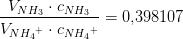 \frac{V_{NH_3}\cdot c_{NH_3}}{V_{N{H_4}^+}\cdot c_{N{H_4}^+} }=0{,}398107