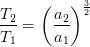 \frac{T_2}{T_1} =\left (\frac{a_2}{a_1} \right )^{\frac{3}{2}}