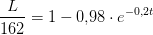 \frac{L}{162}= 1-0{,}98\cdot e^{-0{,}2t}