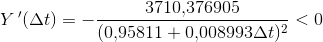 Y{\, }'(\Delta t)=-\frac{3710{,}376905}{(0{,}95811+0{,}008993\Delta t)^2}<0